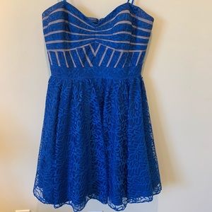 Aqua Strapless Short Cocktail Dress - Blue/Size 8